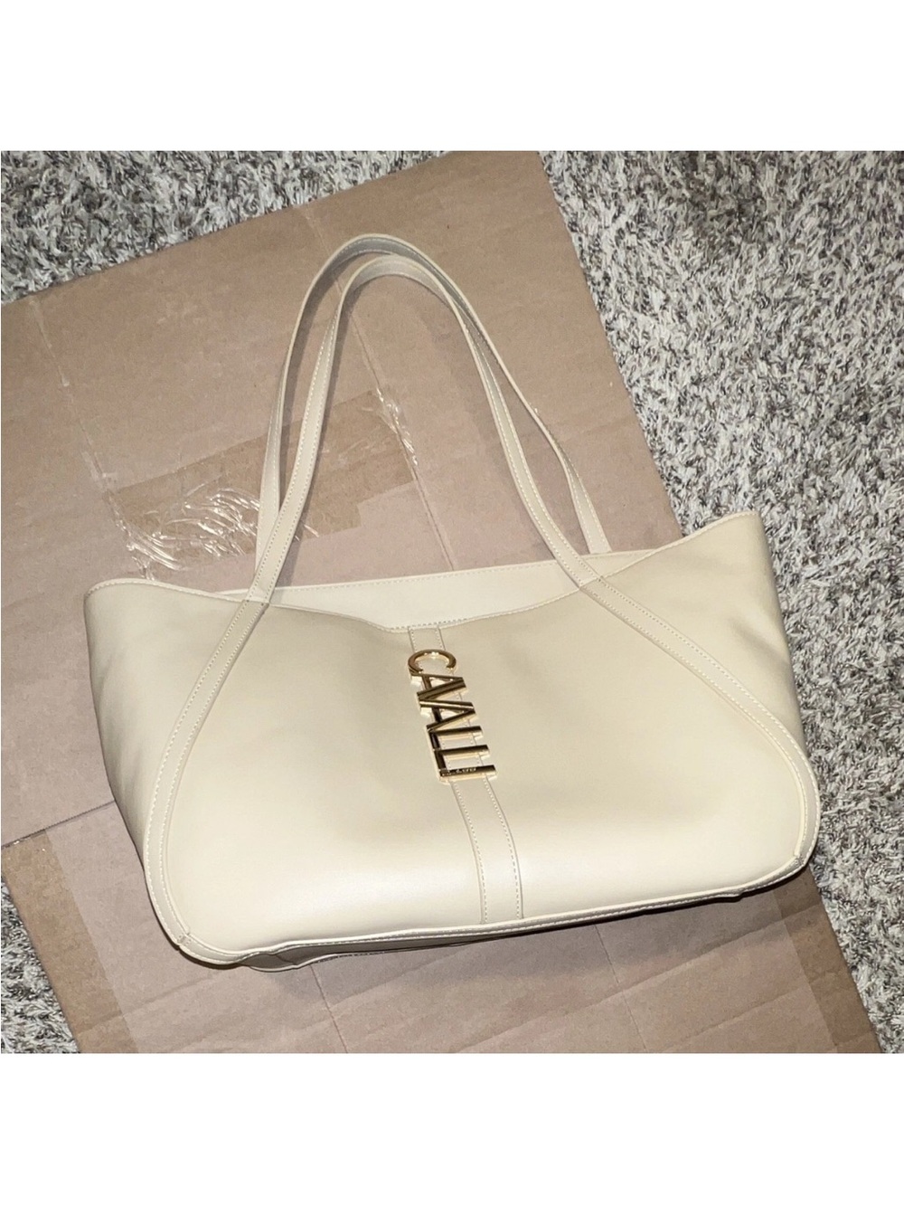 Cavalini Cream Shoulder Bag with Gold Logo